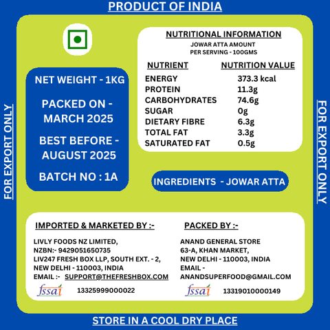 Jowar Flour 1Kg (Sorghum Flour) (Livly Foods)