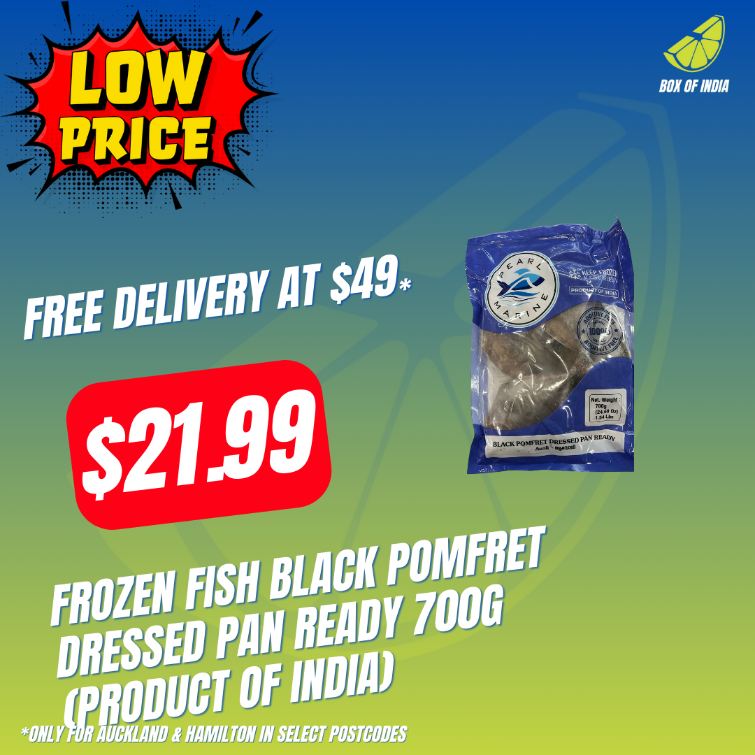 Frozen Fish Black Pomfret Dressed Pan Ready 700g (Product of India)