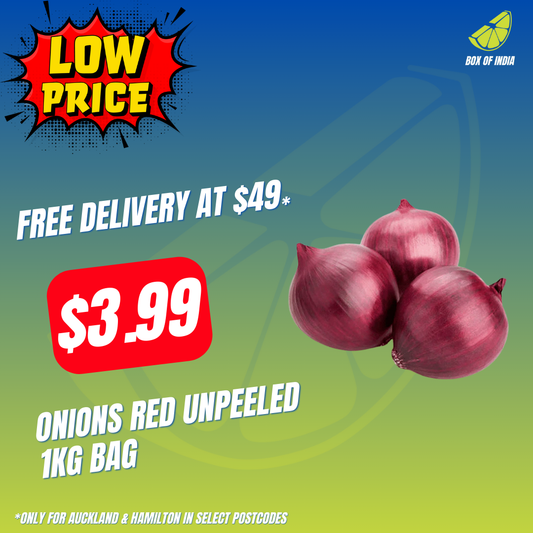 Onions Red Unpeeled 1kg Bag