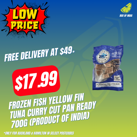 Frozen Fish Yellow Fin Tuna Curry Cut Pan Ready 700g (Product of India)