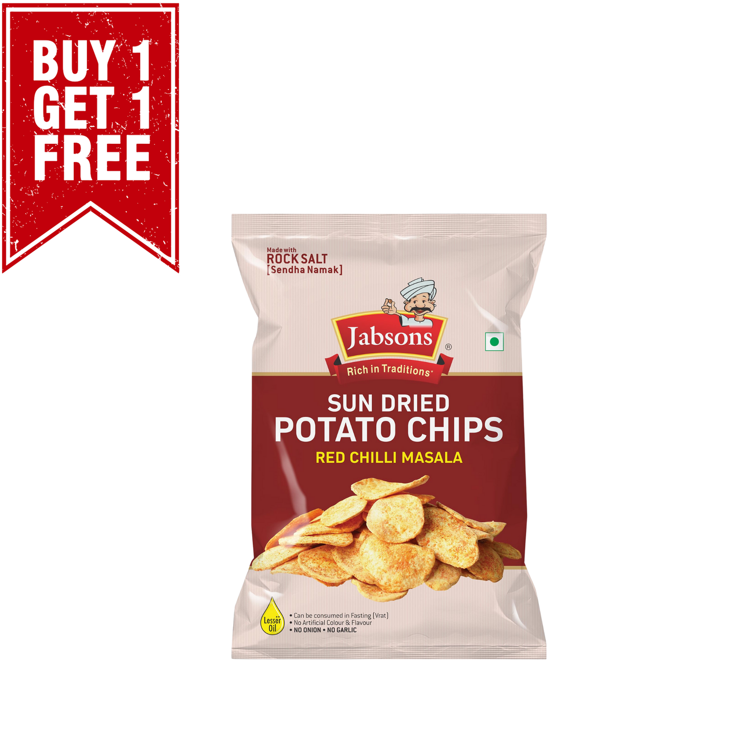 Jabsons Namkeen Sundried Potato Chips Masala 110g