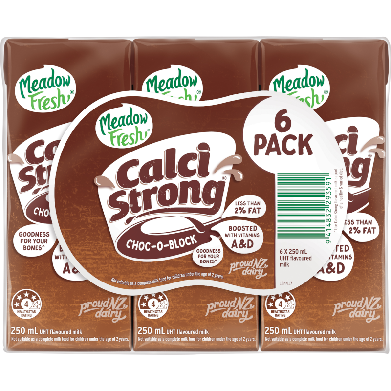 Meadow Fresh UHT Calci Strong Choc 250mlx6