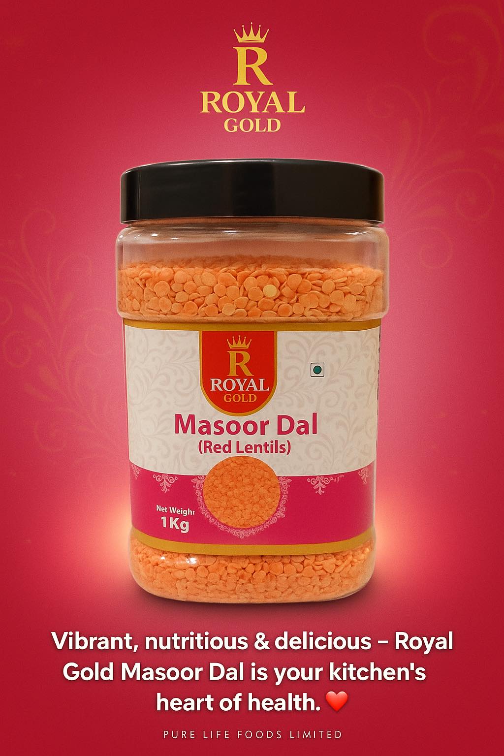 Masoor Dal Jar 1 Kg (Royal Gold)