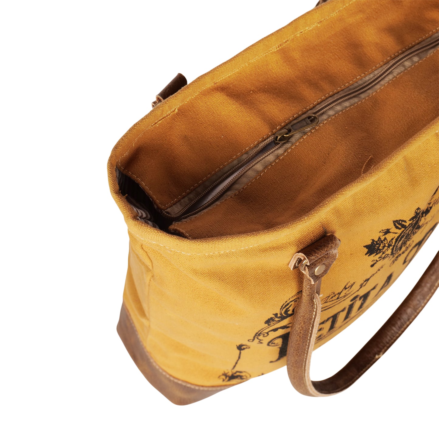 Petit A Petit Cotton Canvas Brown Bag