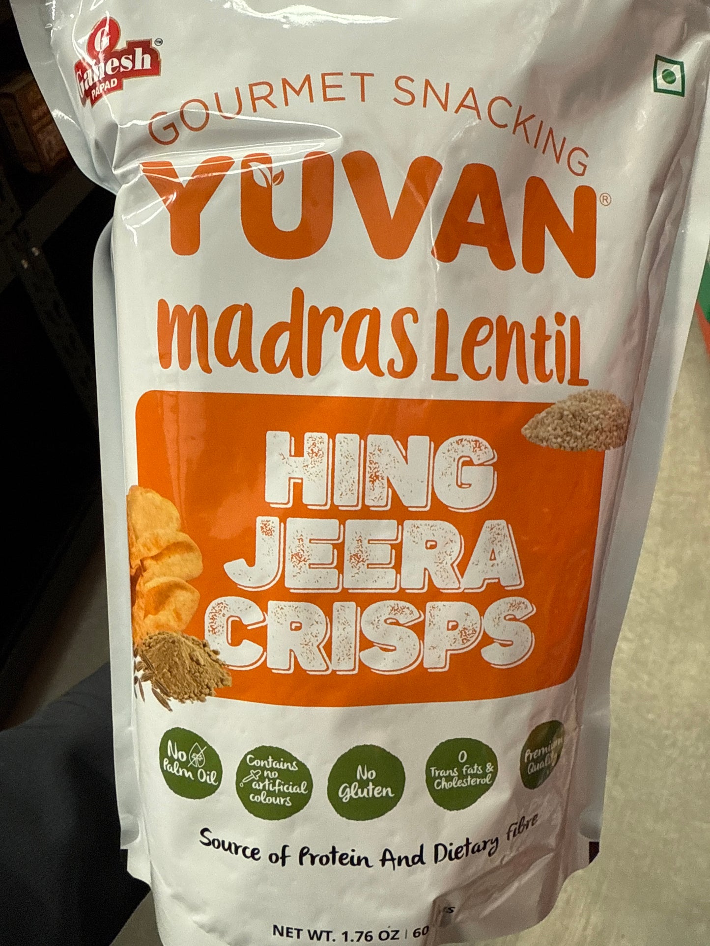 Yuvan Madras Lentil Hing Jeera Crisp 60g