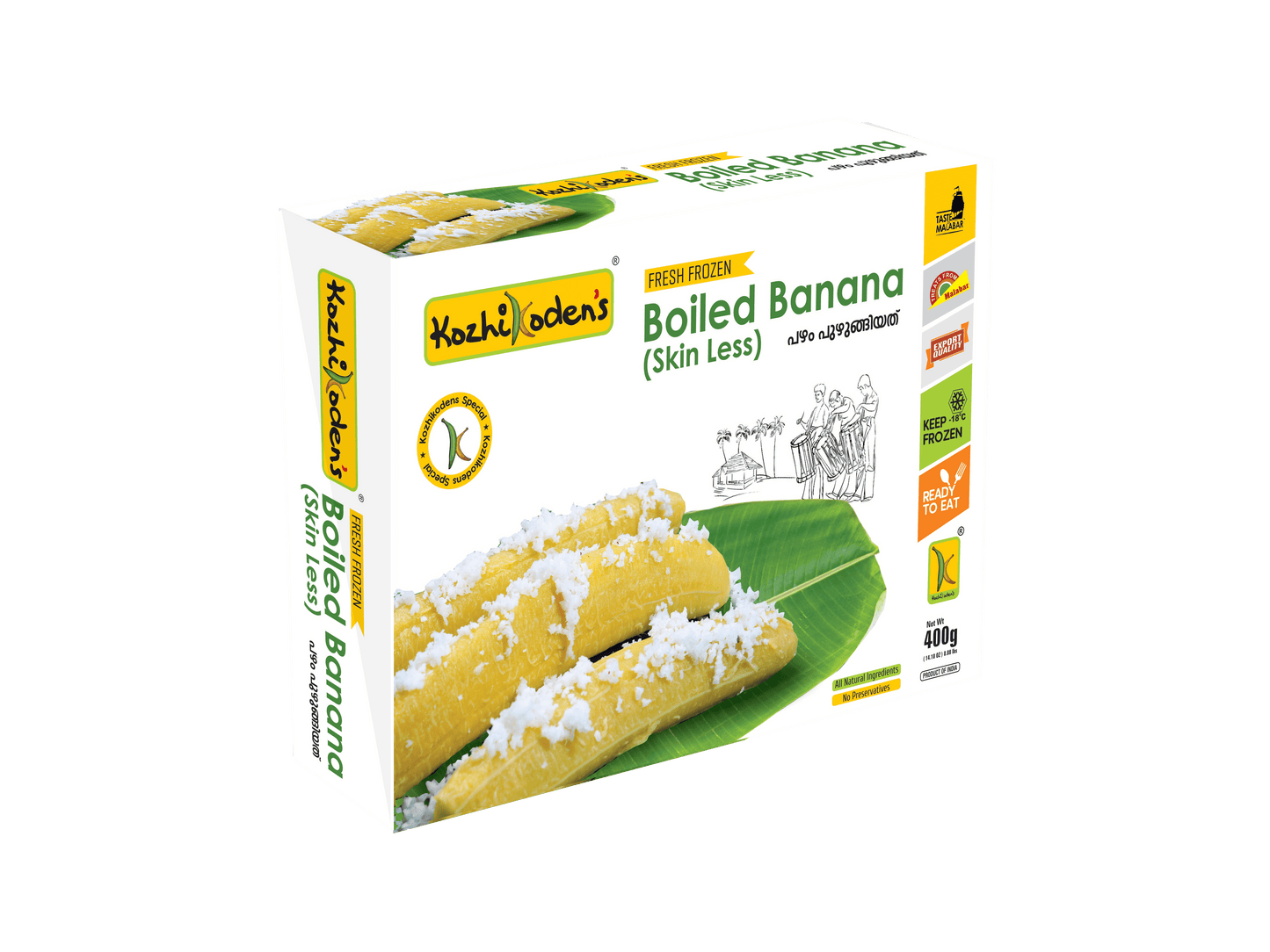 Frozen Boiled Banana Skinless 400g (Kozhikoden’s)