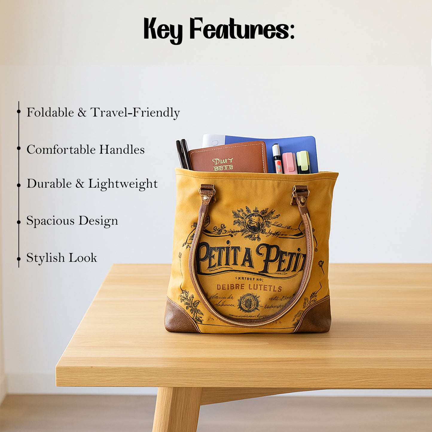 Petit A Petit Cotton Canvas Brown Bag