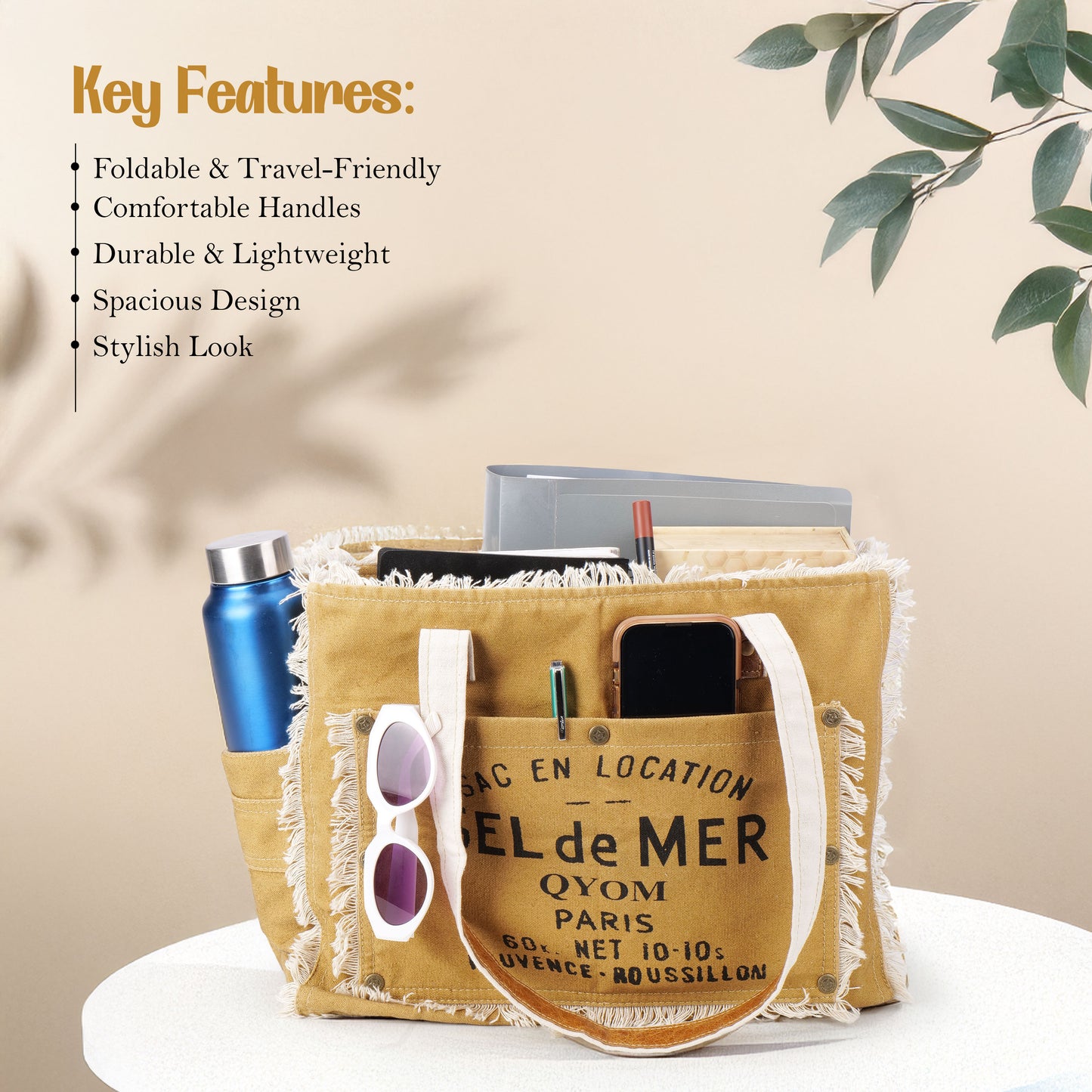 SEL de MER Qyom Paris Canvas Bag Brown