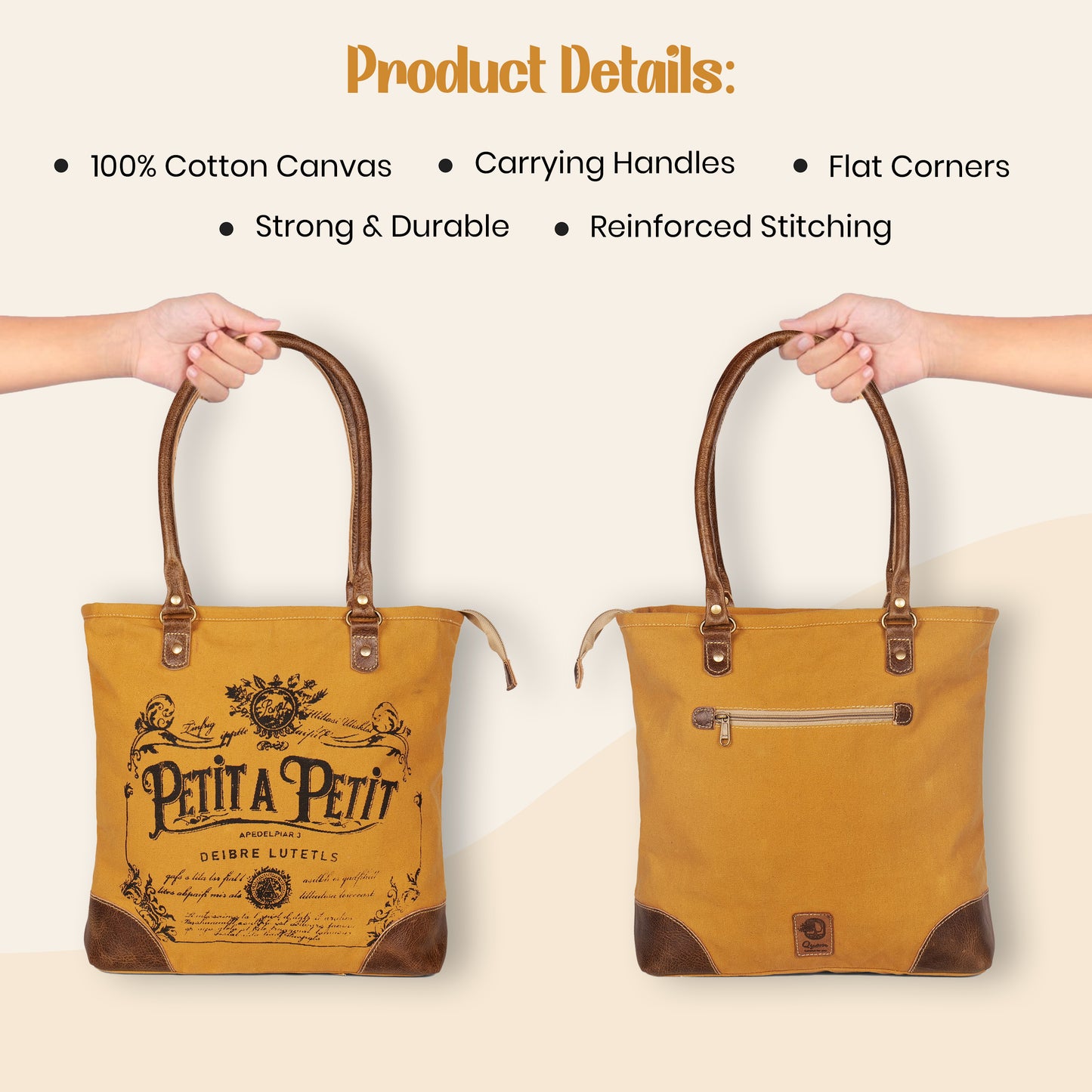 Petit A Petit Cotton Canvas Brown Bag