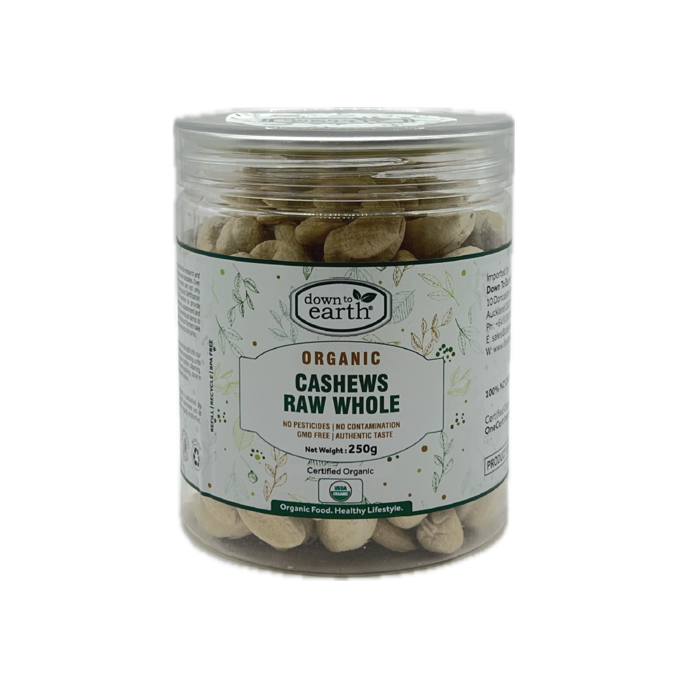 Down To Earth Organic Cashews Raw Whole 250g
