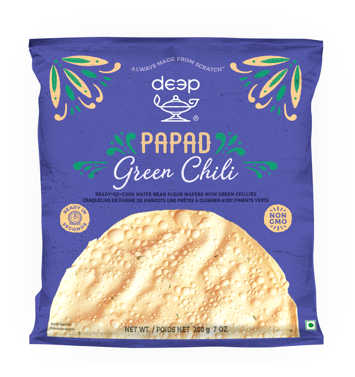 Deep Green Chilli Papad 200g (Expired)