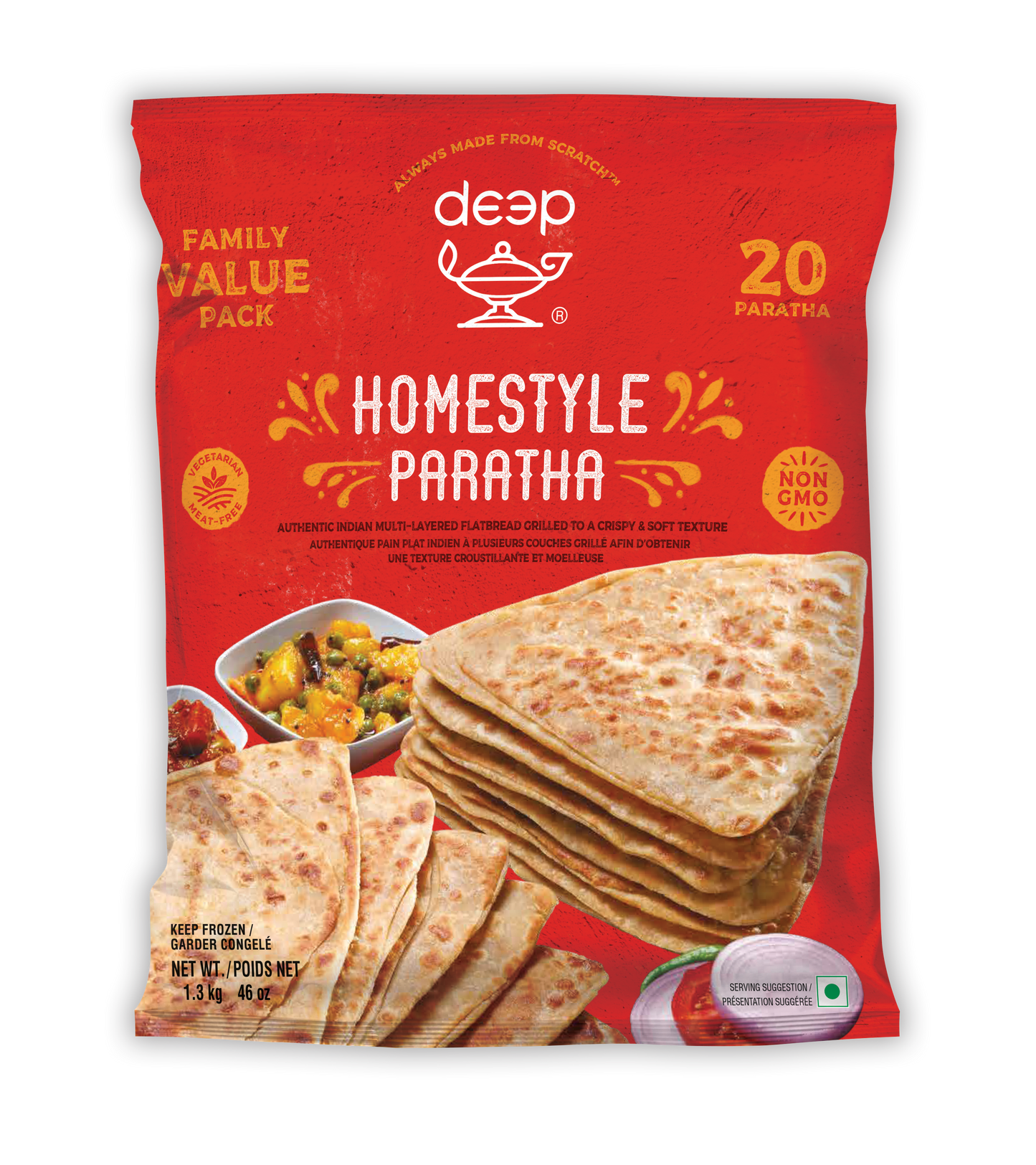 Frozen Family Pack Home Style Paratha 1.3kg - 20 Paratha (Deep)