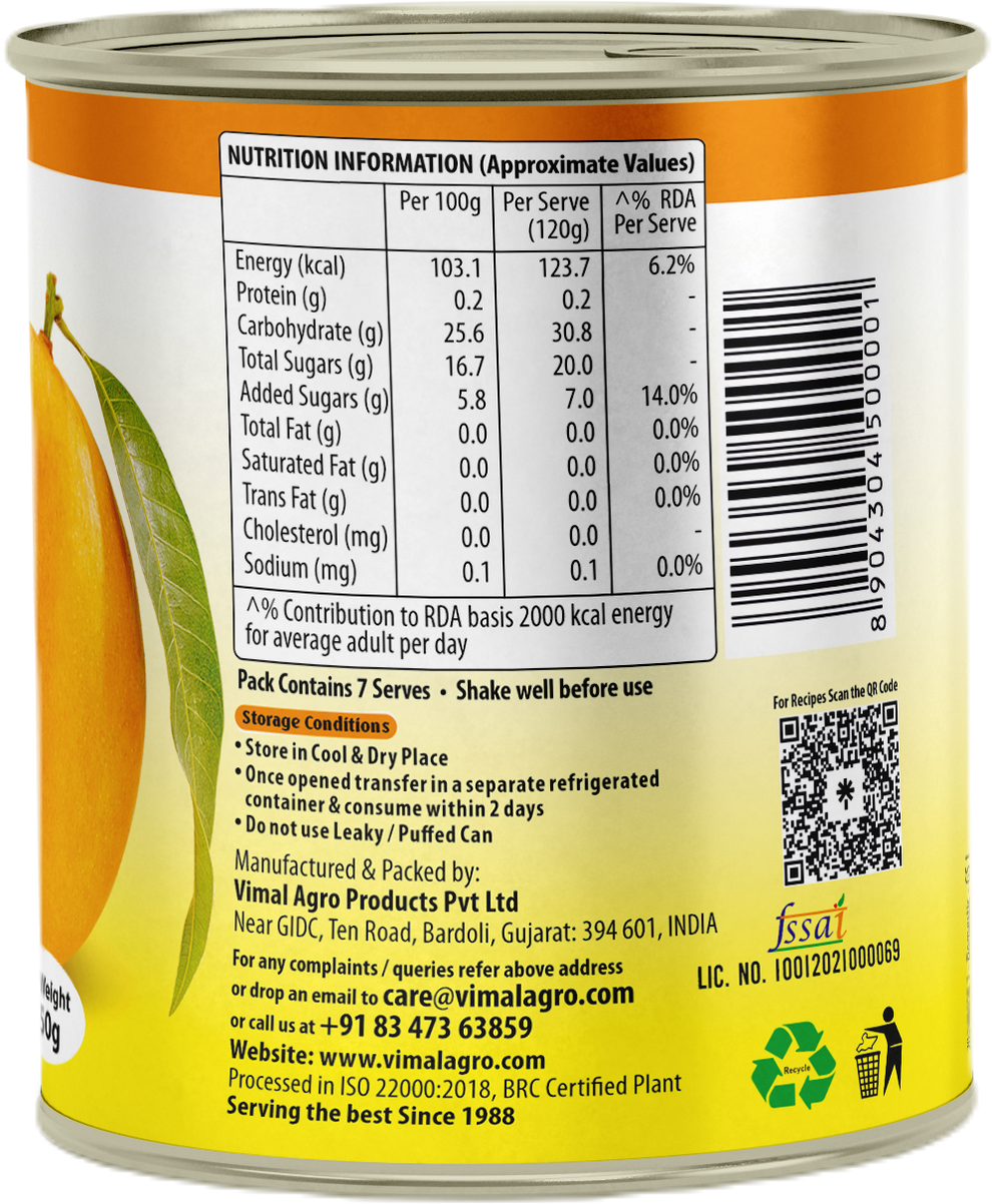 Swad Kesar Mango Pulp 850g (Sweetened)
