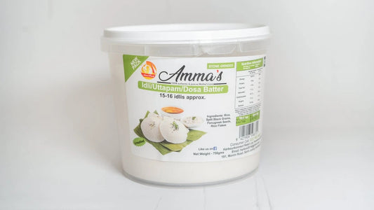 Amma's Stone Grinded Idli/Dosa/Uttapam Batter 750g (Unsalted)