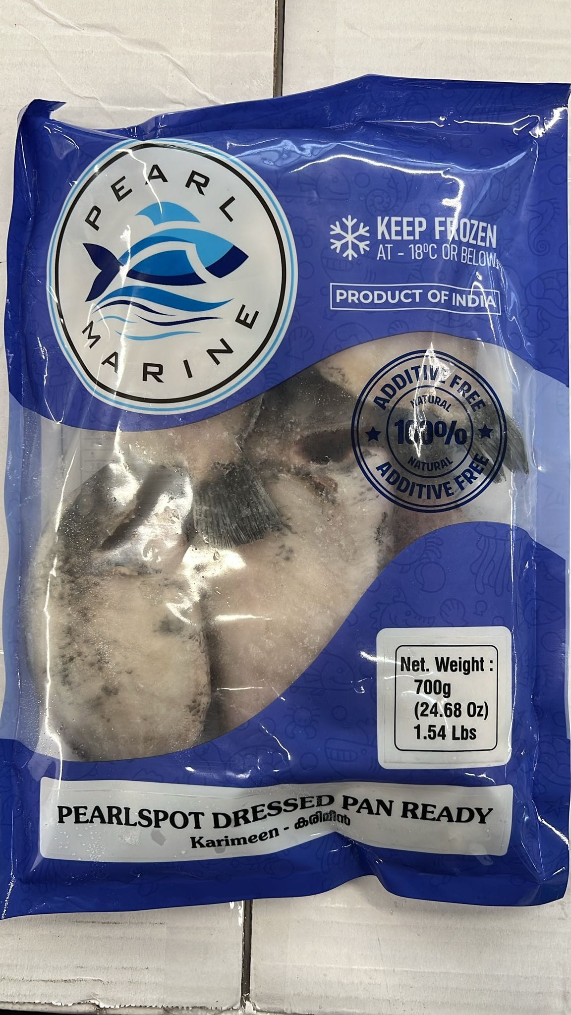 Frozen Fish Pearlspot Dressed Pan Ready 700g (Product of India)