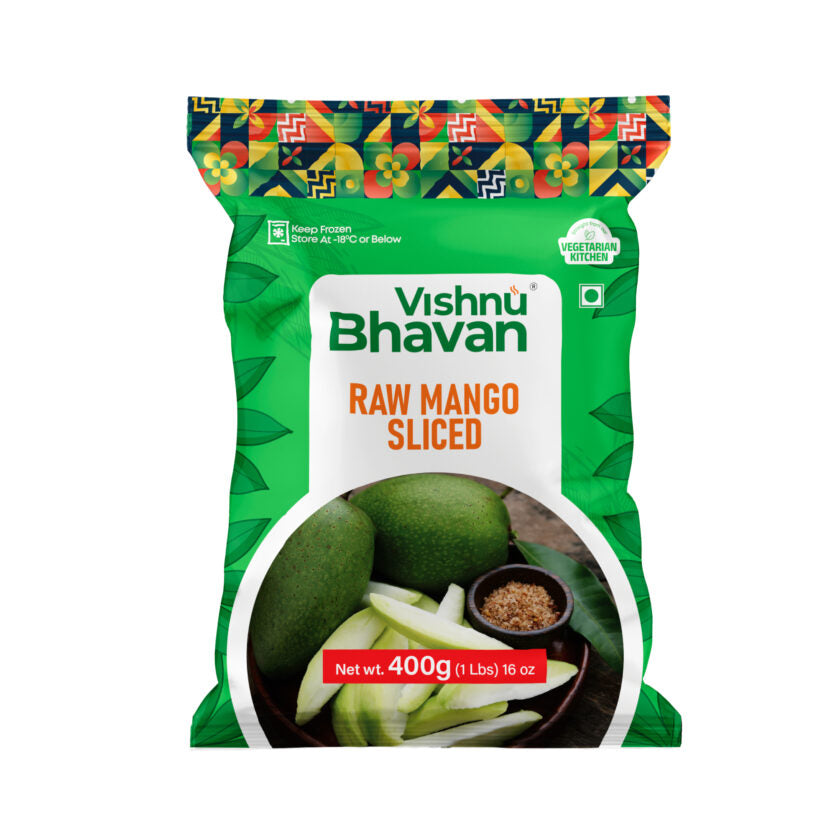 Frozen Raw mango Sliced With Skin 400g (Vishnu Bhavan)
