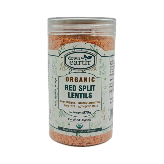 Organic Red Split Lentils (Masoor Dal) 575g (Down To Earth)