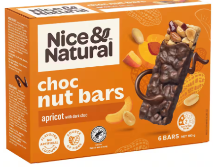 Nice Nut Bar Choc Apricot 180g 6S