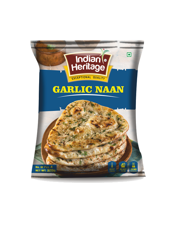 Frozen Garlic Naan 320g (Pack of 4) (Indian Heritage)