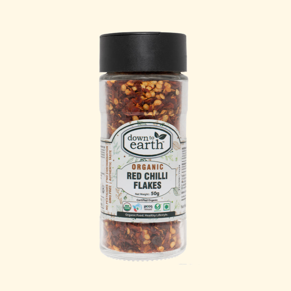 Organic Red Chilli Flakes 50g (Down To Earth)