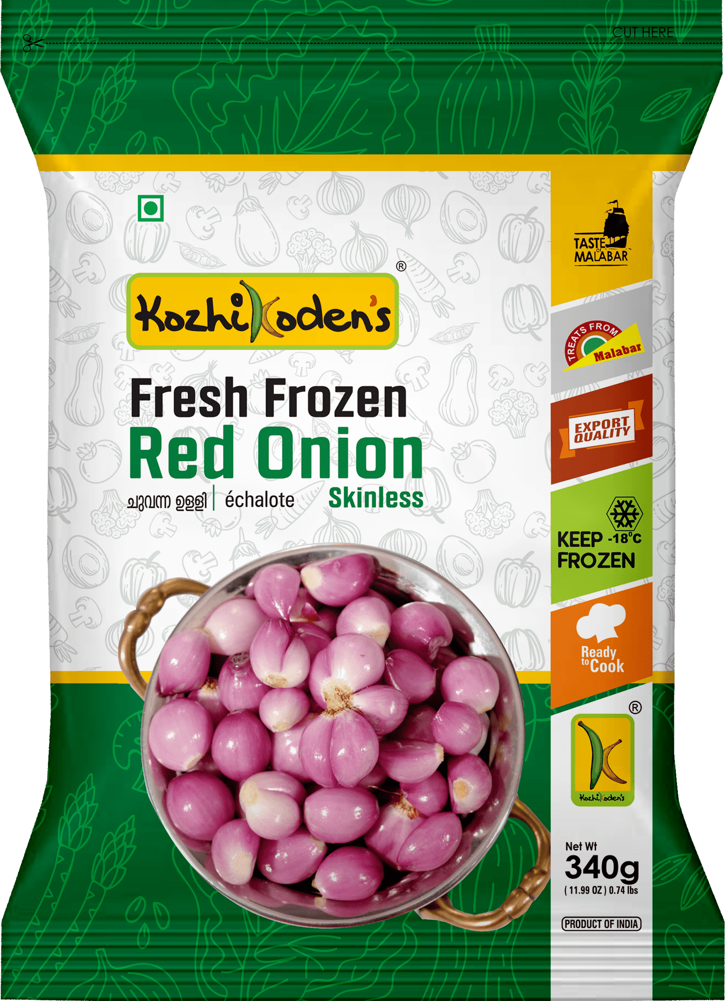 Frozen Red Onion Skinless 340g (Kozhikoden’s)