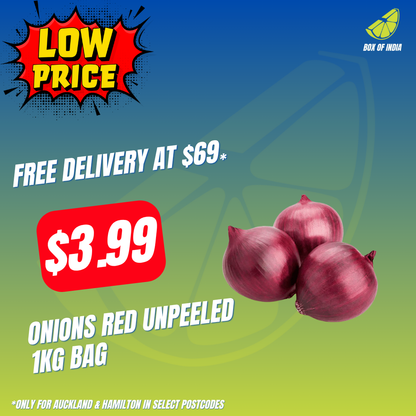Onions Red Unpeeled 1kg Bag