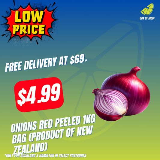 Onions Red Peeled 1kg Bag (Product of New Zealand)