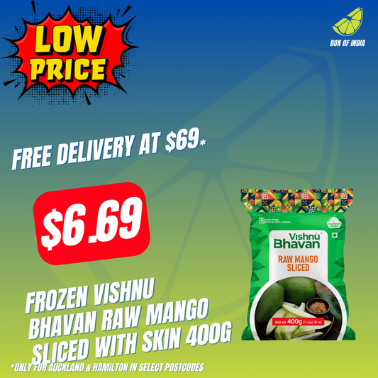 Frozen Raw mango Sliced With Skin 400g (Vishnu Bhavan)
