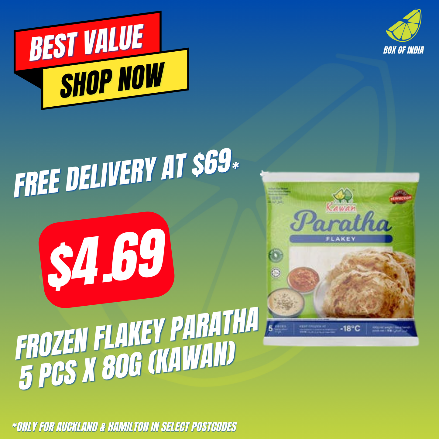 Frozen Flakey Paratha 5 pcs x 80g (Kawan)