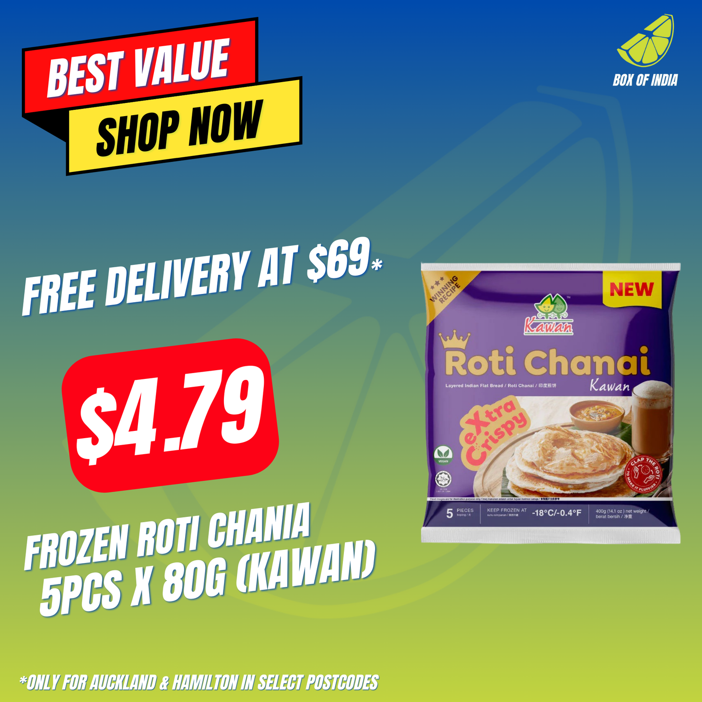 Frozen Roti Chania 5pcs x 80g (Kawan)