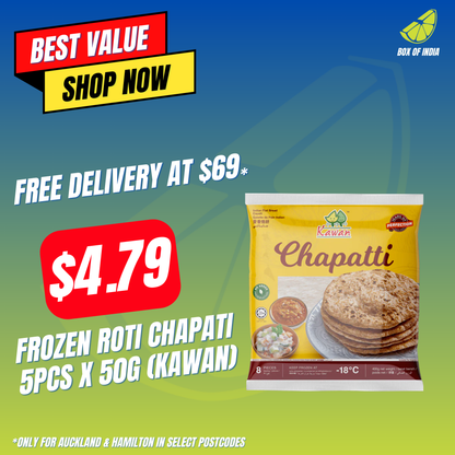Frozen Roti Chapati 5pcs x 50g (Kawan)