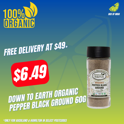 Organic Pepper Black Ground 60g (Down To Earth)