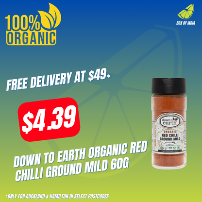 Organic Red Chilli Ground Mild 60g (Down To Earth)