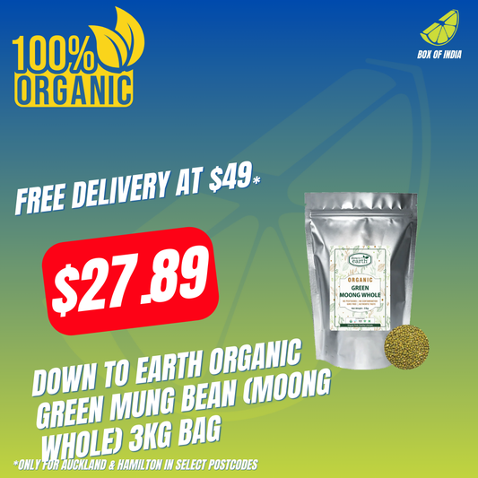 Down To Earth Organic Green Mung Bean (Moong Whole) 3kg Bag