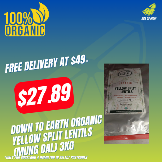 Down To Earth Organic Yellow Split Lentils (Mung Dal) 3Kg