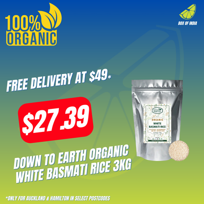 Organic White Basmati Rice 3Kg (Down To Earth)