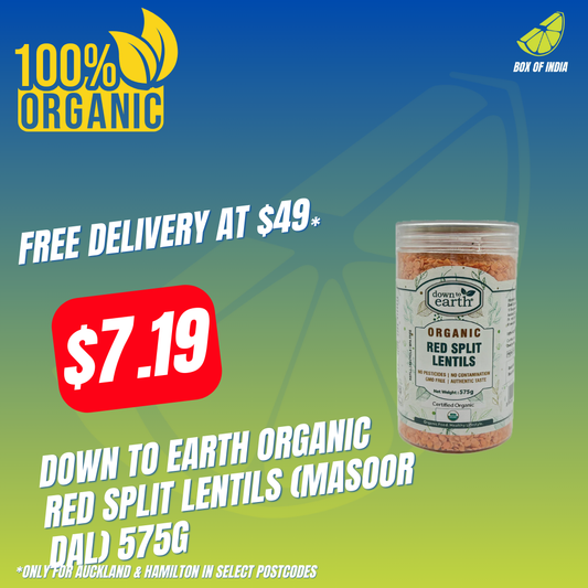 Down To Earth Organic Red Split Lentils (Masoor Dal) 575g