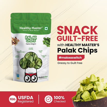 Palak & Blackgram (Urad) Chips - Light and Crispy (Spice Magic) 30g (Healthy Master)