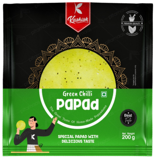 Kashish Green Chilli Papad 5" 200G