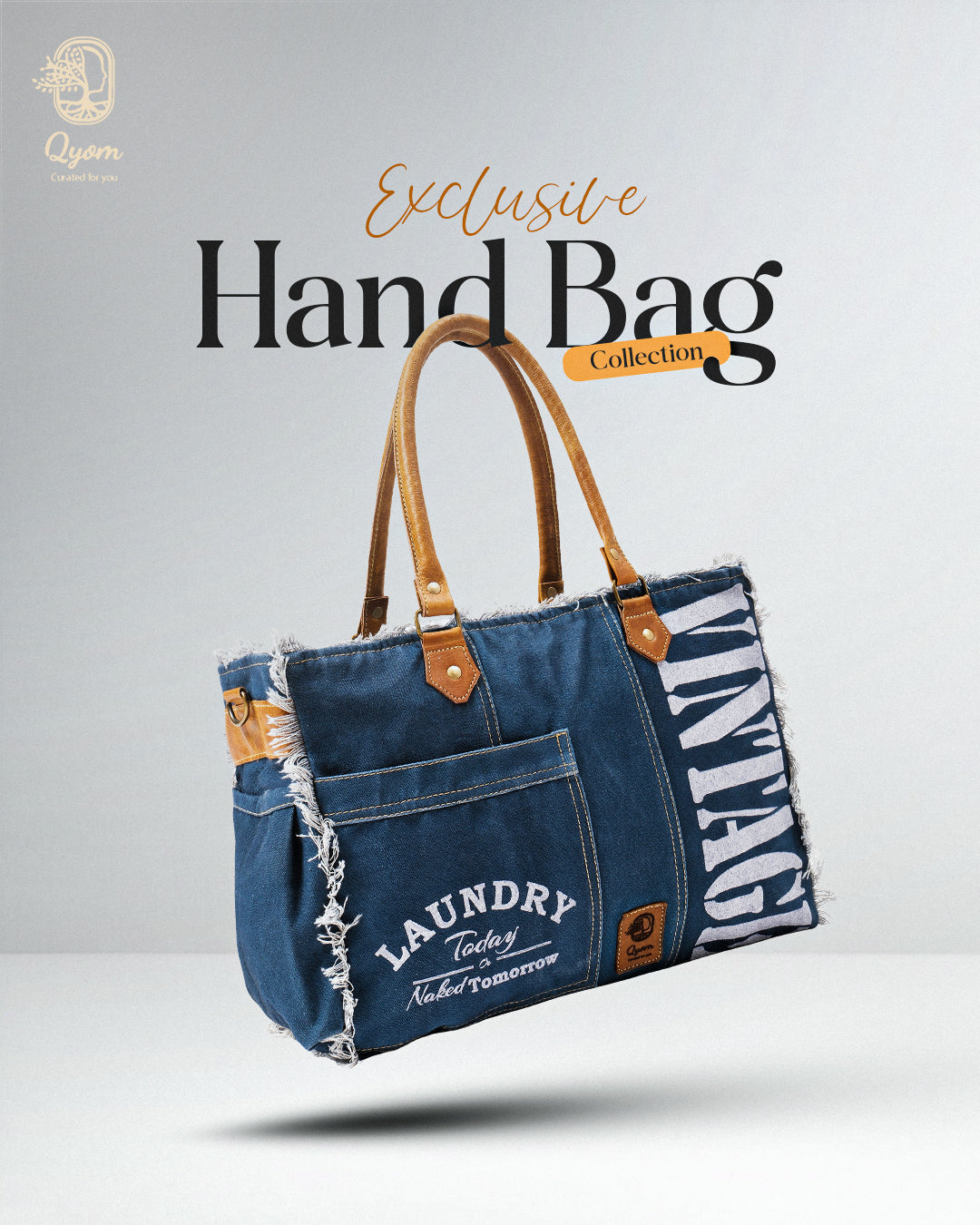 Qyom Bag Blue - Vintage Canvas Bag