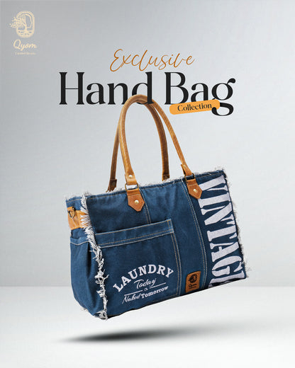 Qyom Bag Blue - Vintage Canvas Bag