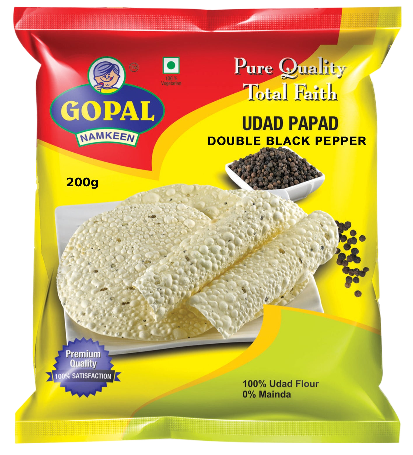 Gopal Snacks Udad Papad Double Black Pepper 200Gm