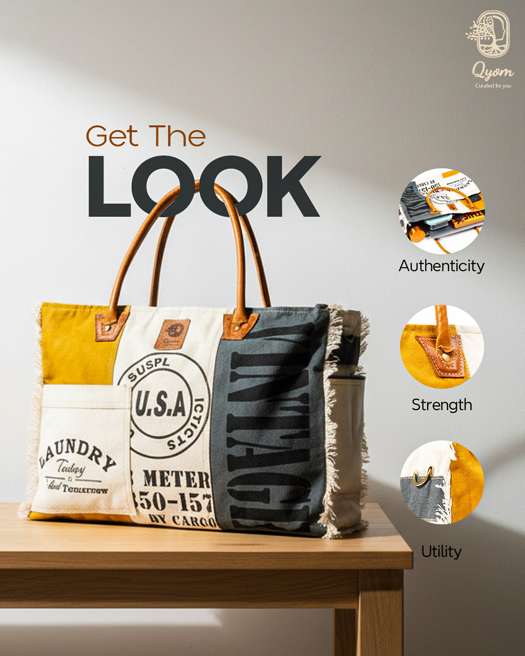 Qyom Bag Multicolour - Vintage Canvas Bag