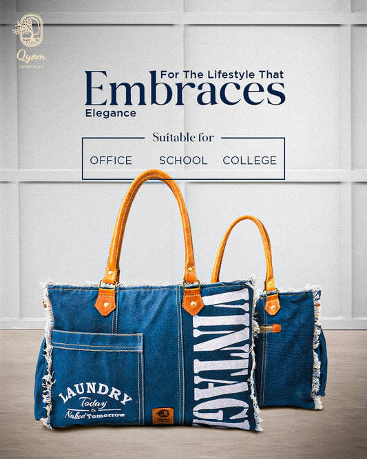 Qyom Bag Blue - Vintage Canvas Bag