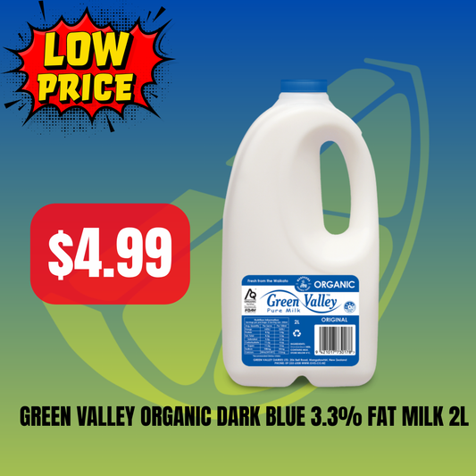 Green Valley Organic Dark Blue 3.3% Fat Milk 2L