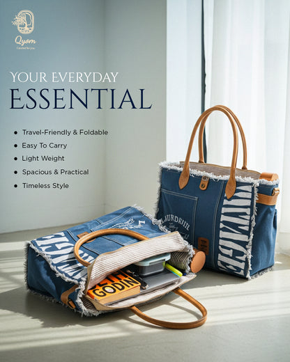 Qyom Bag Blue - Vintage Canvas Bag
