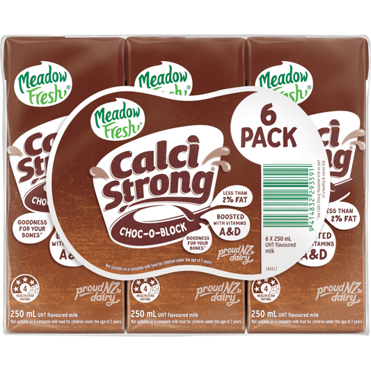 Meadow Fresh UHT Calci Strong Choc 250mlx6