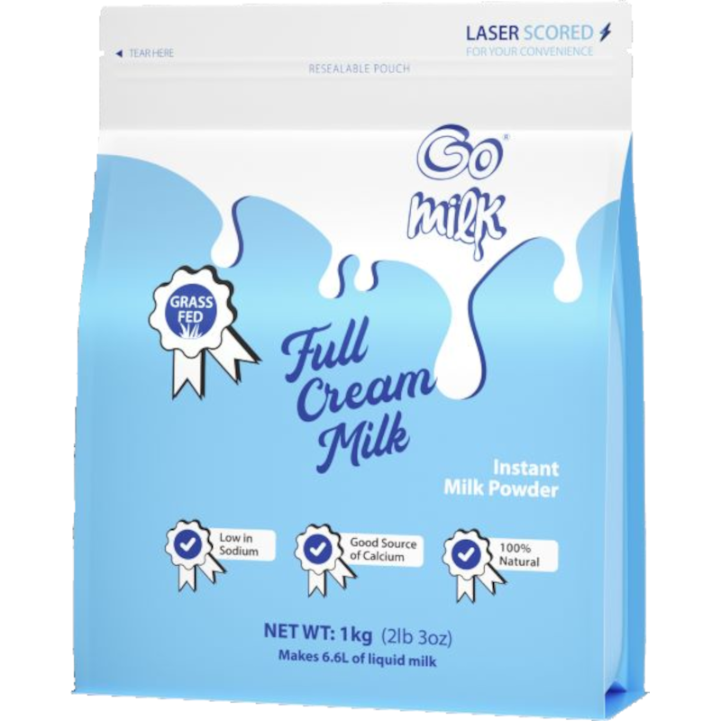 Go Milk Instant Full Cream Milk Powder 1Kg Zipper Pouch