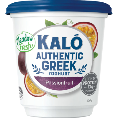 Meadow Fresh Kalo Authentic Greek Yoghurt Passionfruit 400g