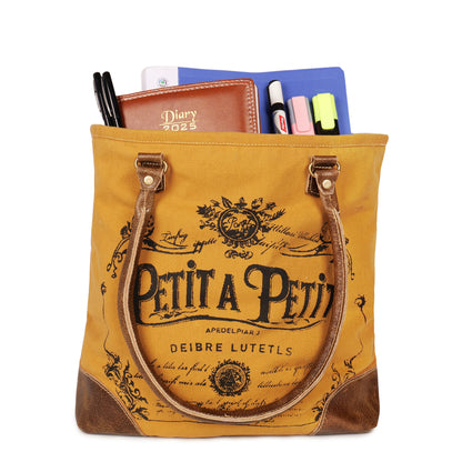 Petit A Petit Cotton Canvas Brown Bag